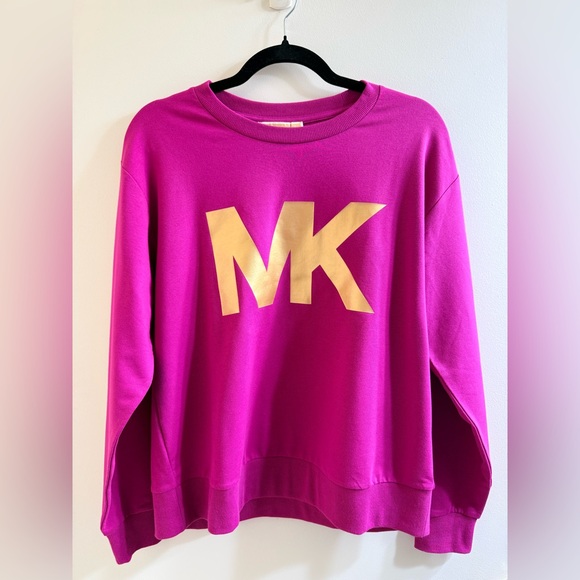 Michael Kors Fuchsia Sweatshirt with Gold MK Logo Size M
Excellent Condition - Picture 2 of 6